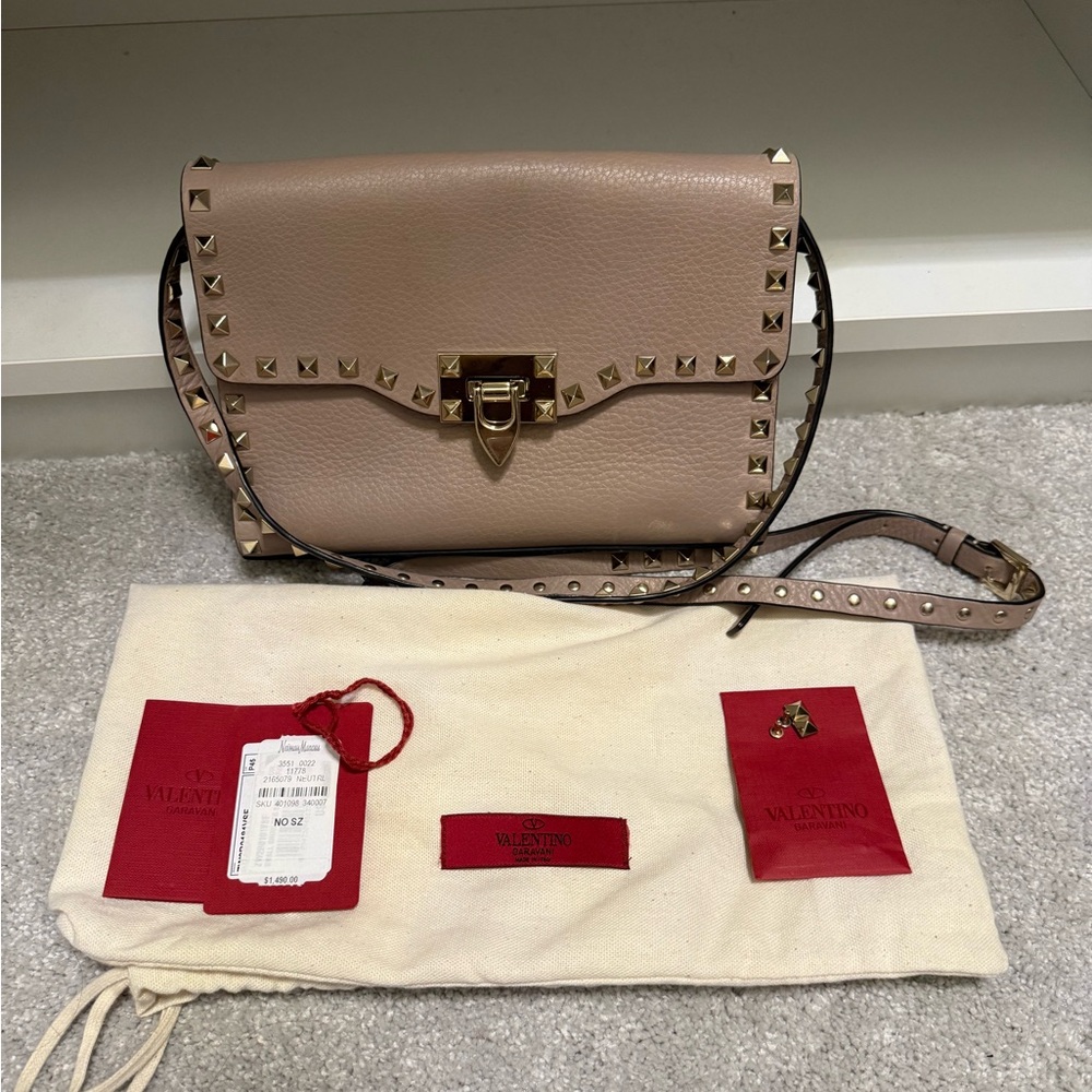 Valentino Rockstud Beige Studded Crossbody Bag